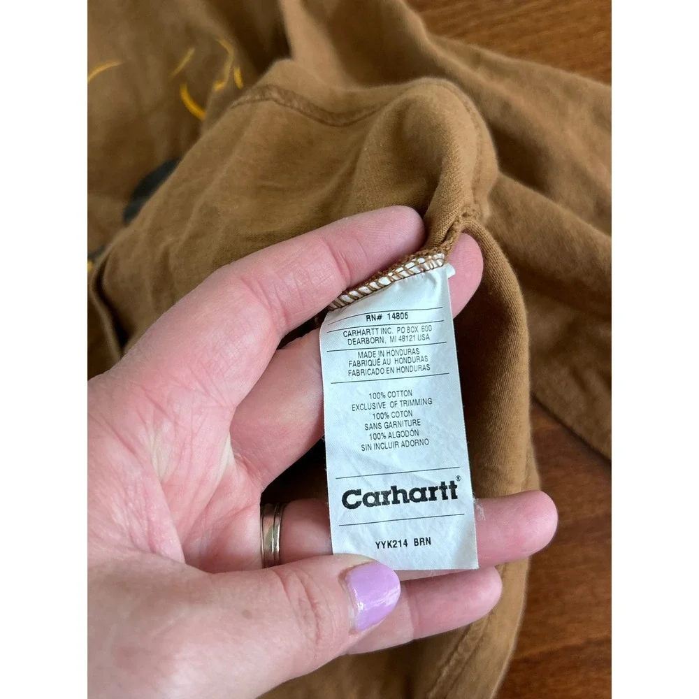 Carhartt‎ Boys Brown Long Sleeve Graphic T-Shirt XS 4/5 100% Cotton